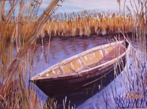 Voir le détail de cette oeuvre: barque dans le marais